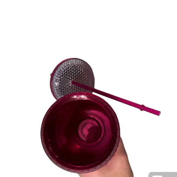 STARBUCKS 2022 Holiday Collection Metallic “Sangria” Hot Pink Studded Tumbler. - Picture 4 of 5